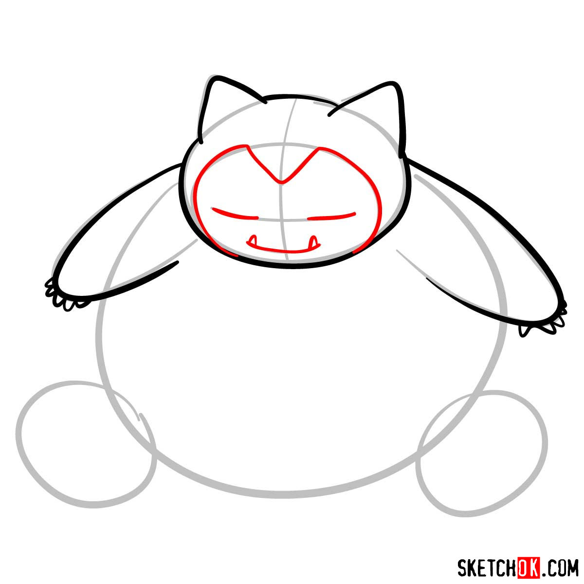 How to draw Snorlax | Pokemon - step 05