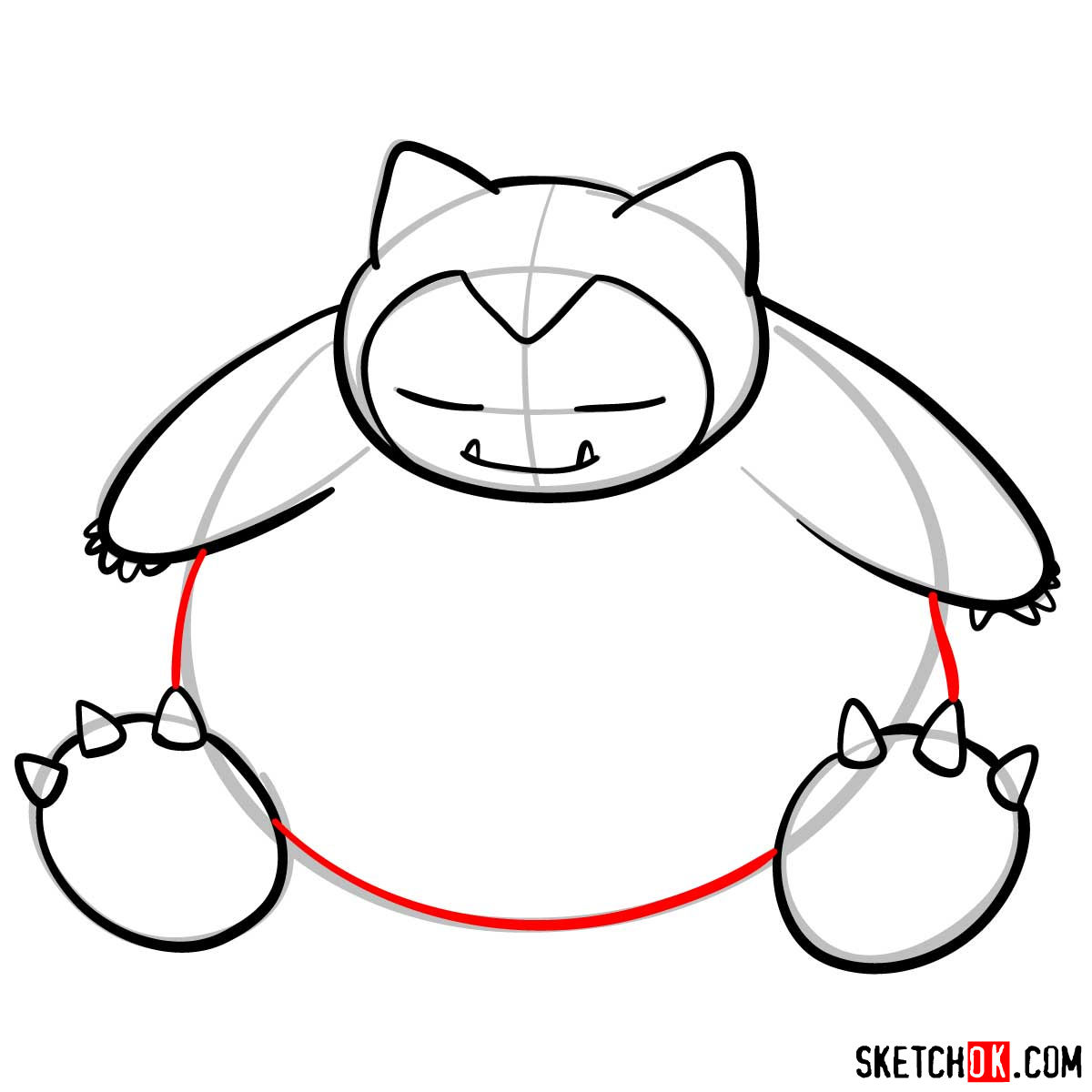 How to draw Snorlax | Pokemon - step 07