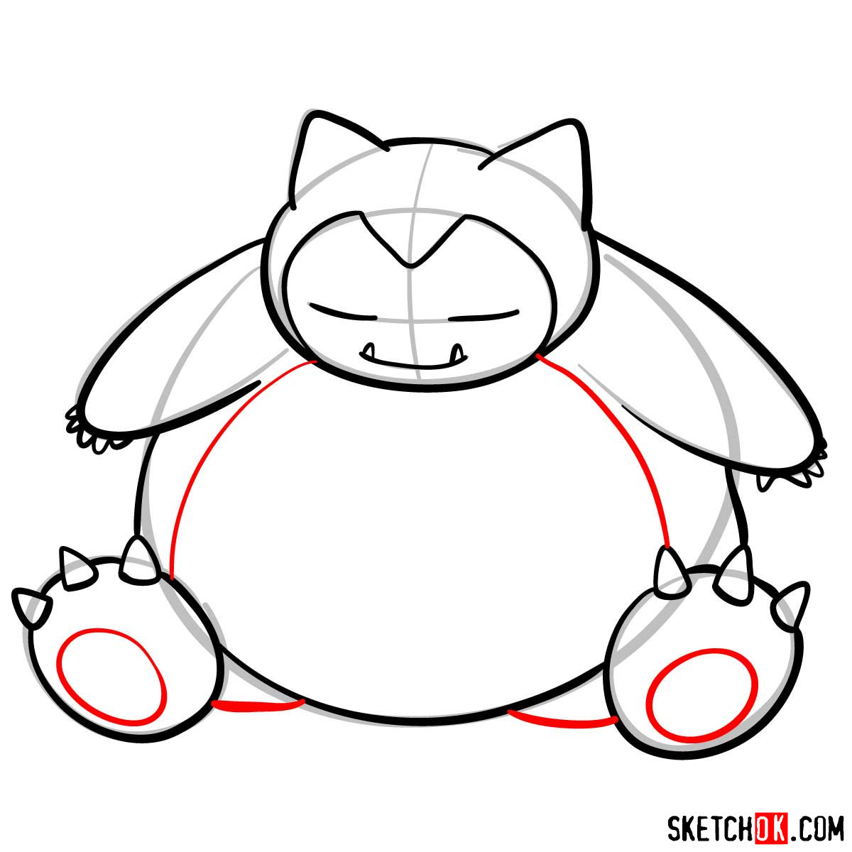 How to draw Snorlax | Pokemon - step 08