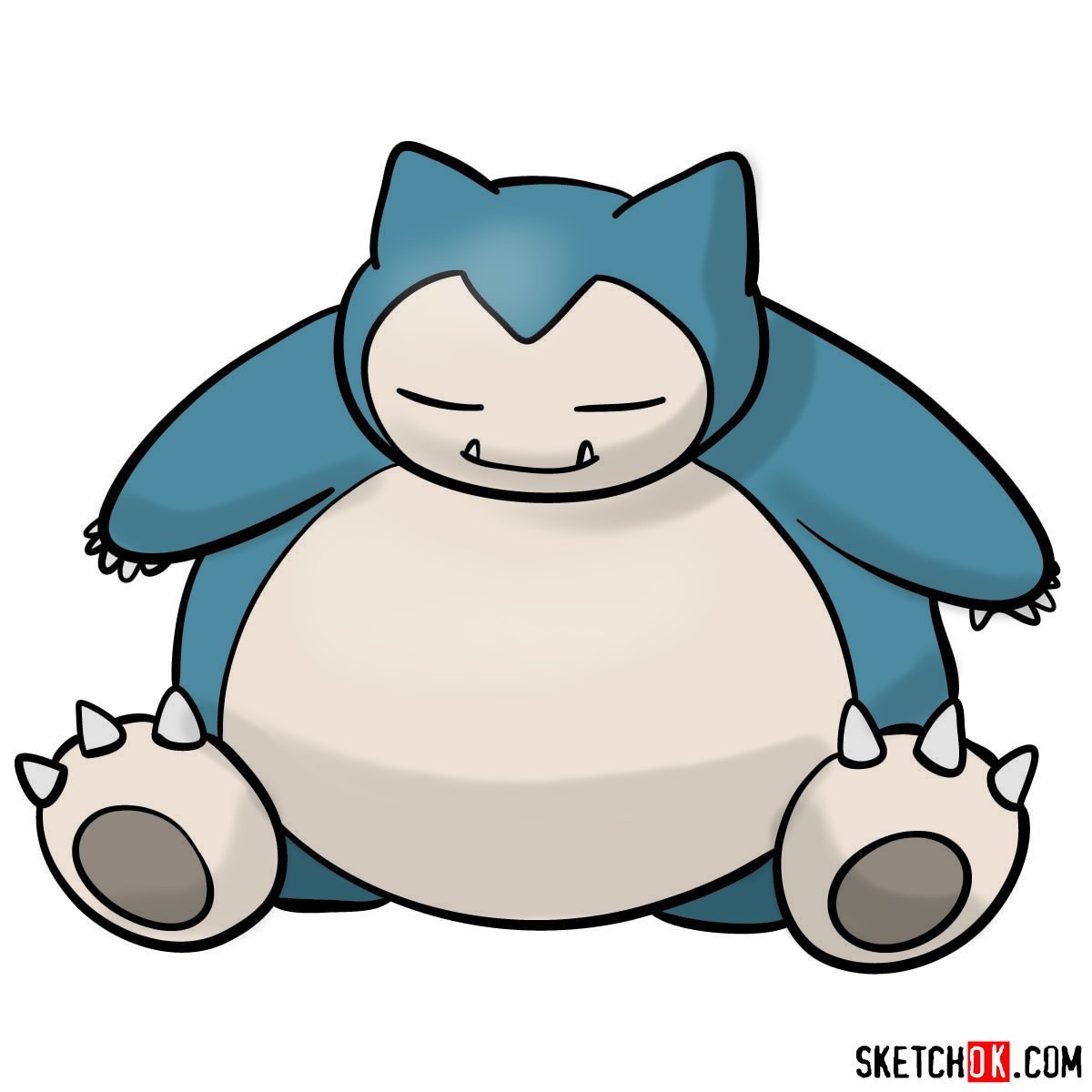 How to draw Snorlax Pokemon Sketchok easy drawing guides