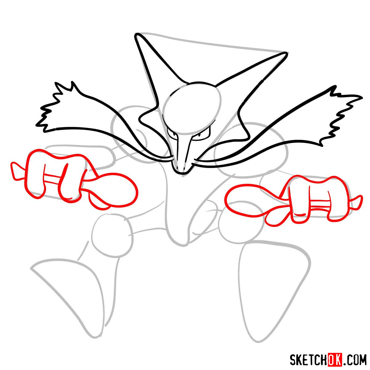 How to draw Alakazam | Pokemon - step 06