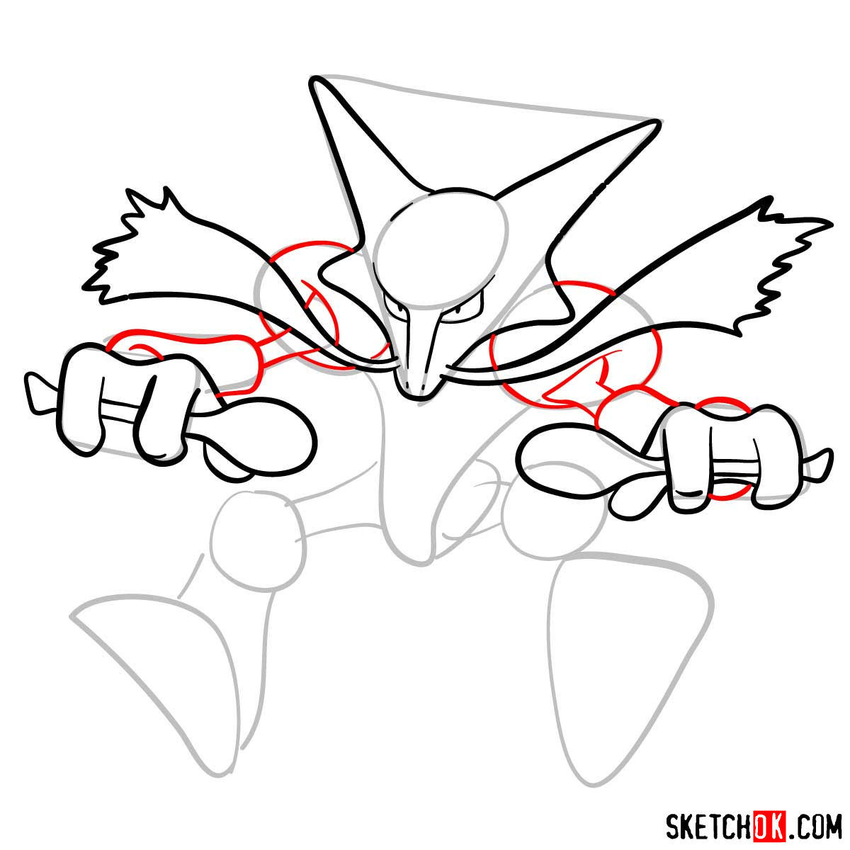 How to draw Alakazam | Pokemon - step 07
