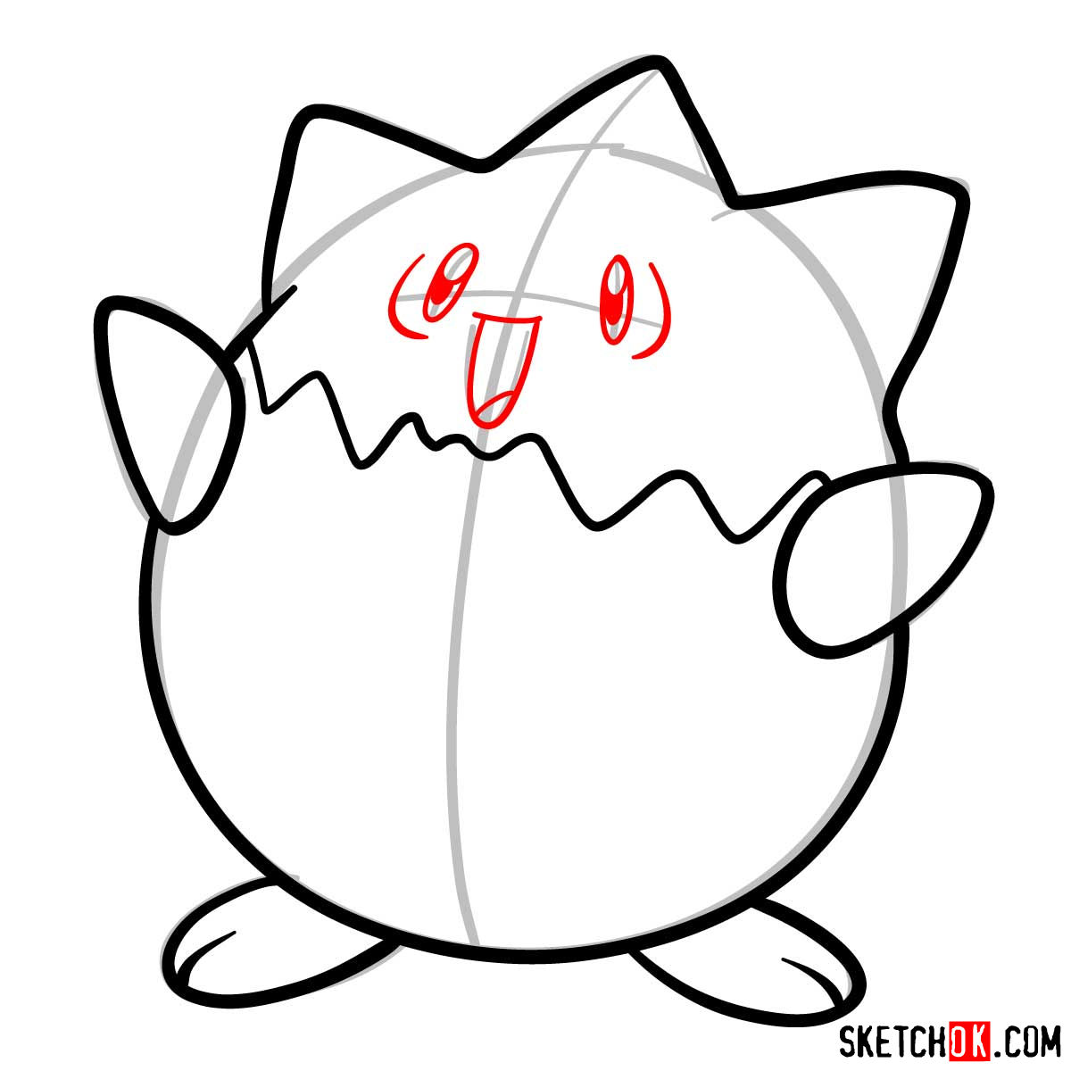 How to draw Togepi | Pokemon - step 06