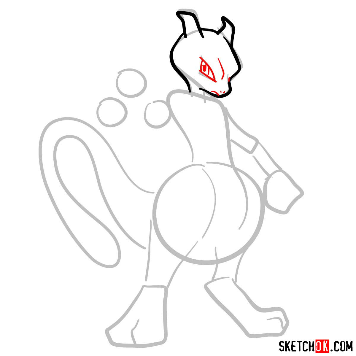 How to draw Mewtwo | Pokemon - step 04