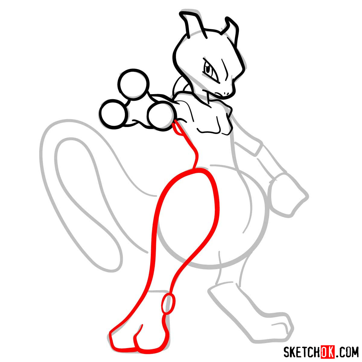 How to draw Mewtwo | Pokemon - step 07