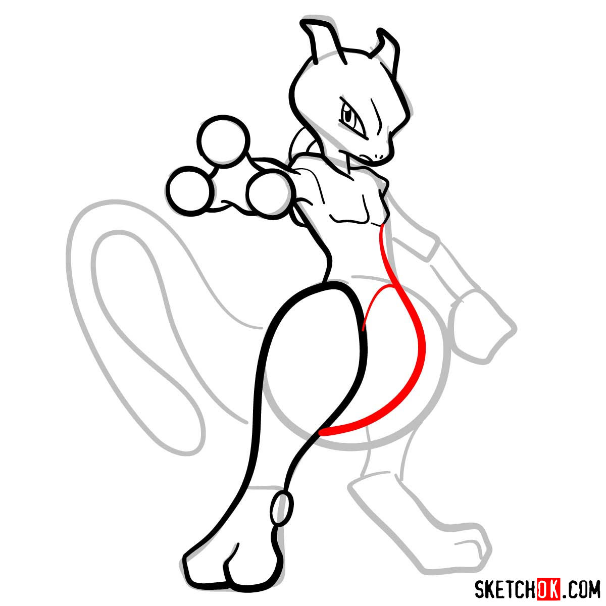 How to draw Mewtwo | Pokemon - step 08