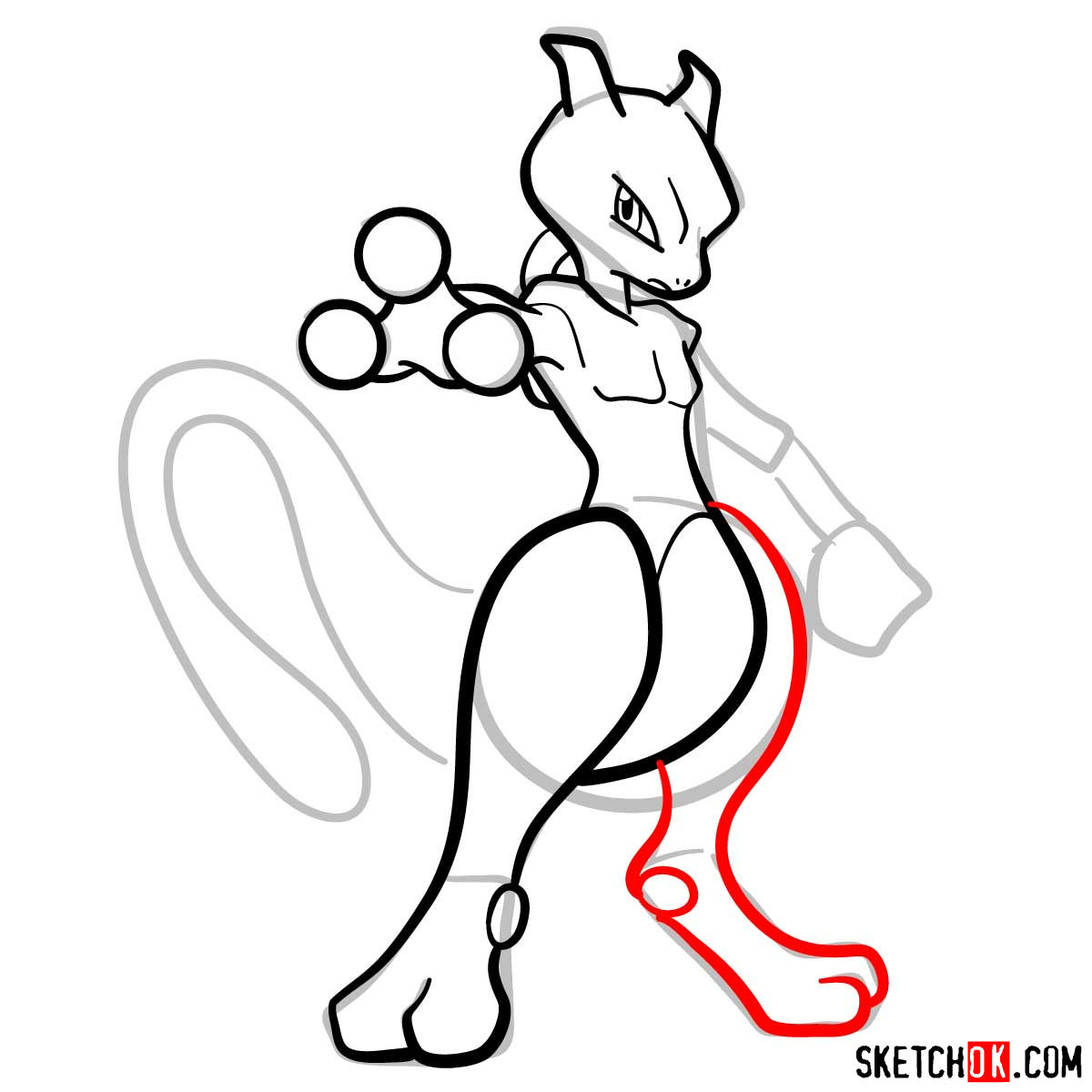 How to draw Mewtwo | Pokemon - step 09
