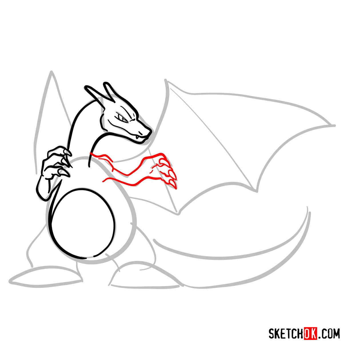 How to draw Charizard | Pokemon - step 07