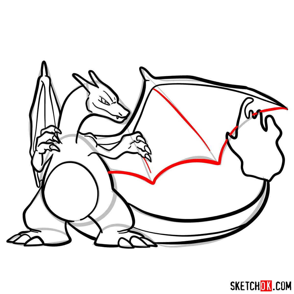 How to draw Charizard | Pokemon - step 13
