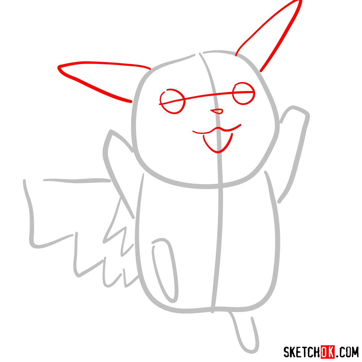 How to draw dancing Pikachu | Pokemon - step 02