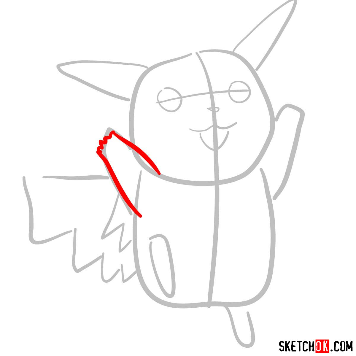 How to draw dancing Pikachu | Pokemon - step 03