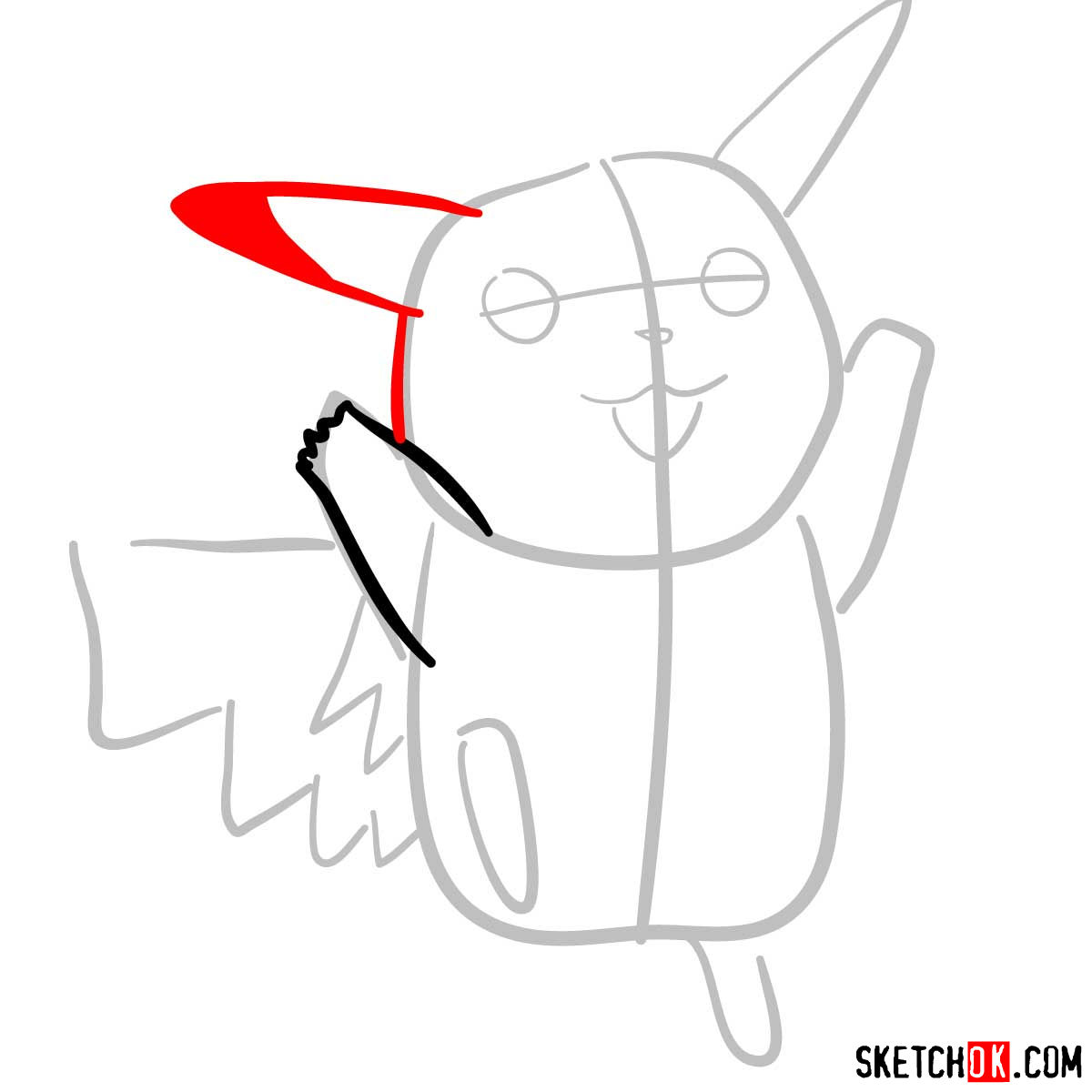 How to draw dancing Pikachu | Pokemon - step 04