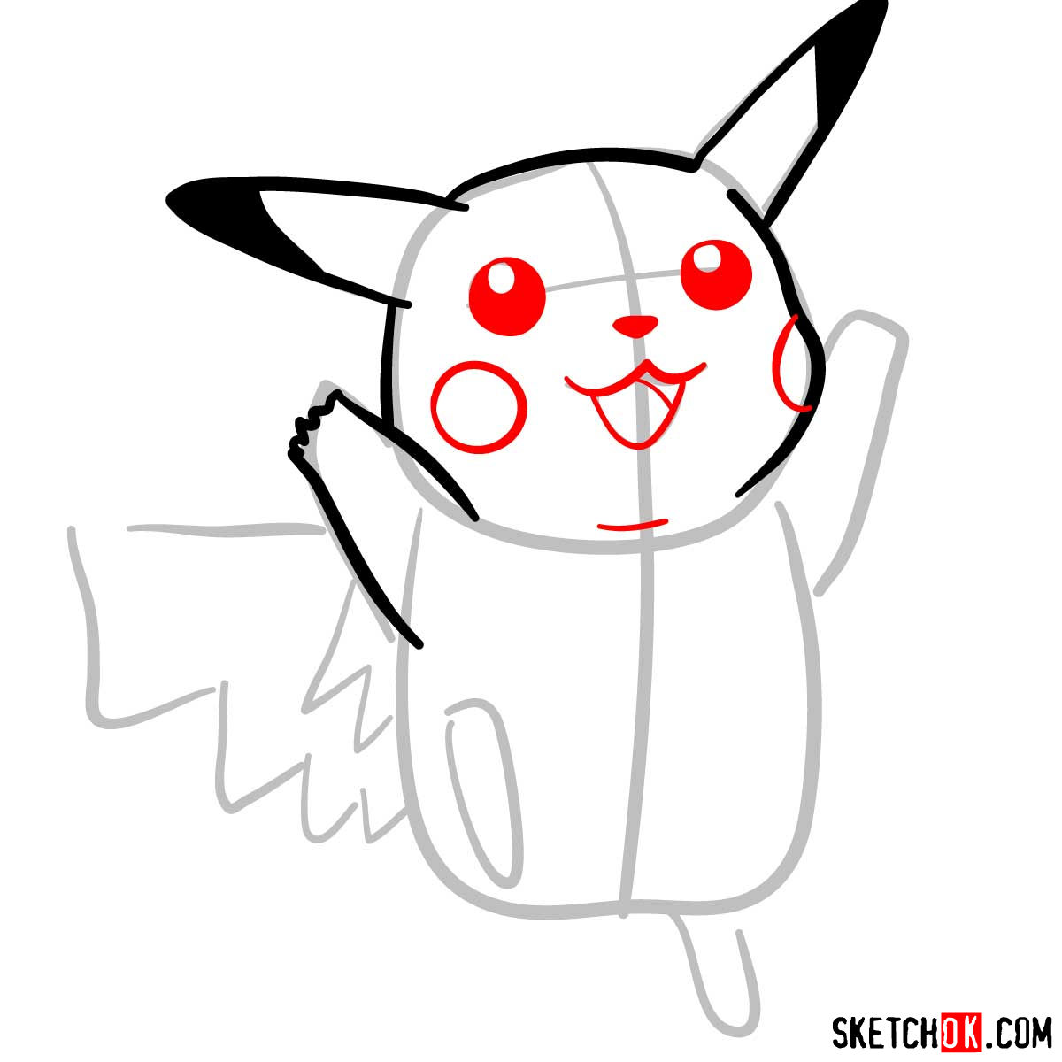 How to draw dancing Pikachu | Pokemon - step 06