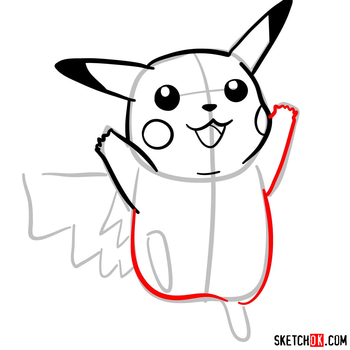 How to draw dancing Pikachu | Pokemon - step 07