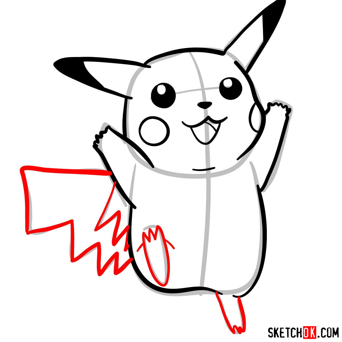 How to draw dancing Pikachu | Pokemon - step 08