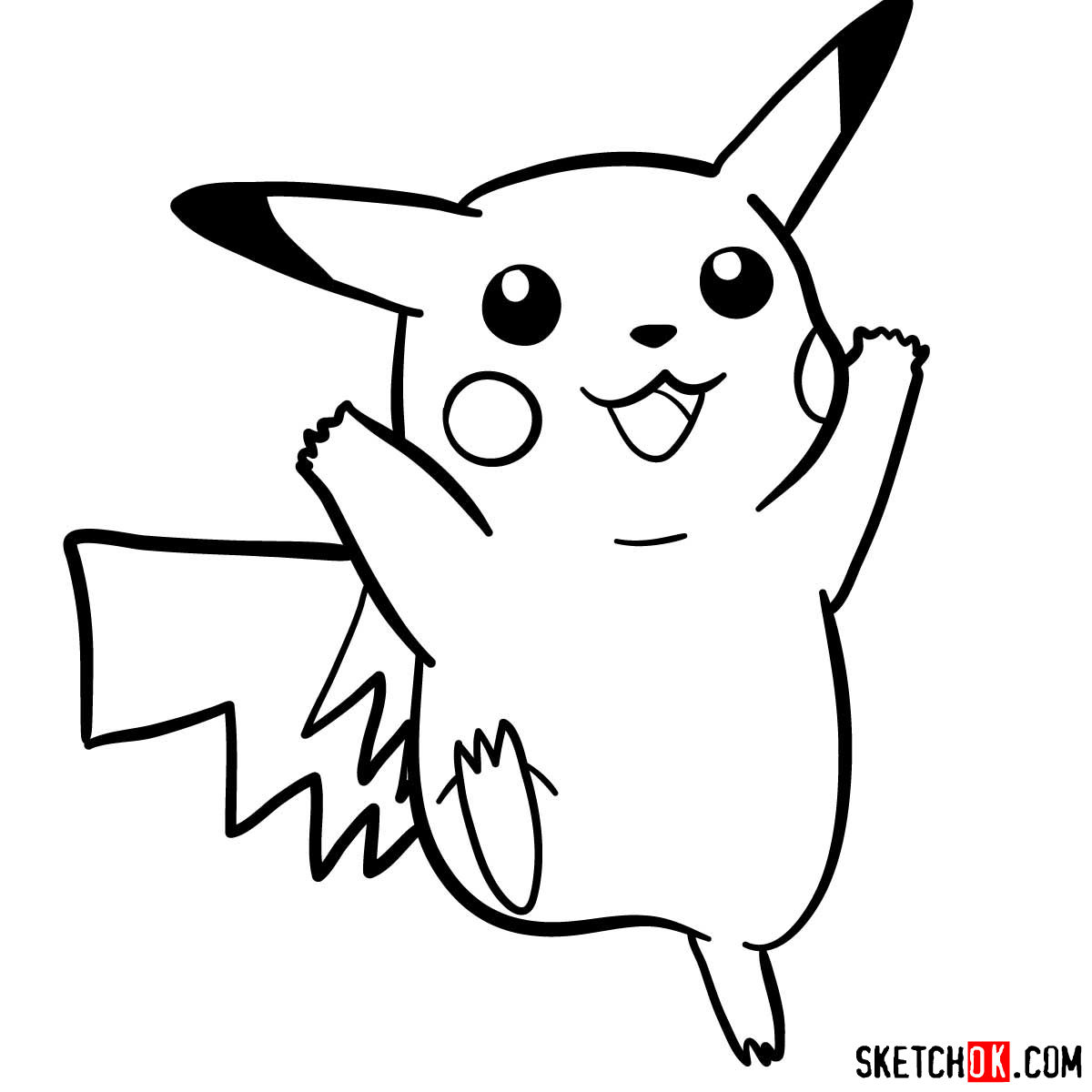 How to draw dancing Pikachu | Pokemon - step 09