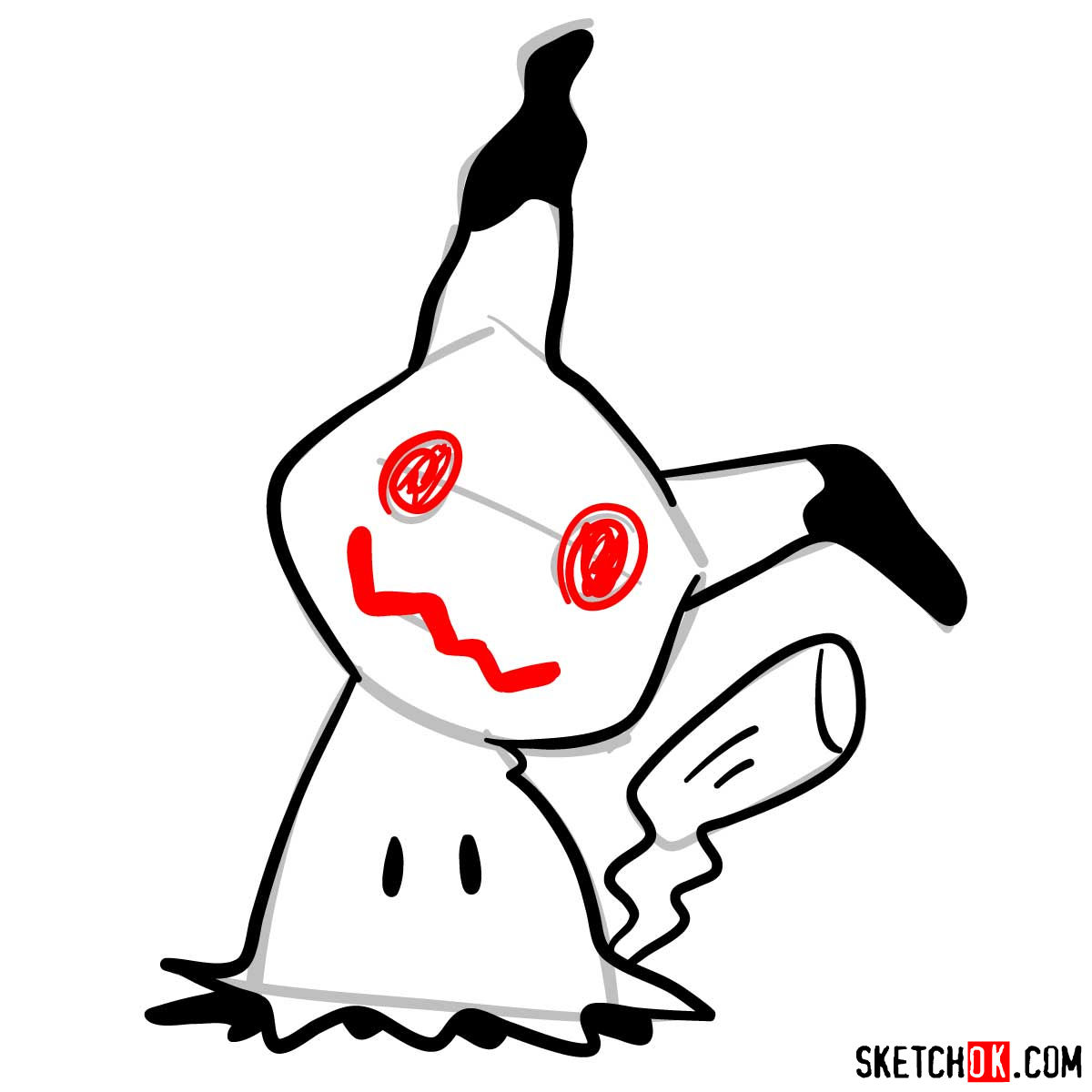 How to draw Mimikyu ghost pokemon (looks like Pikachu) - step 07