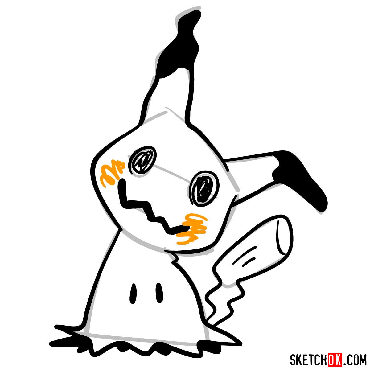 How to draw Mimikyu ghost pokemon (looks like Pikachu) - step 08