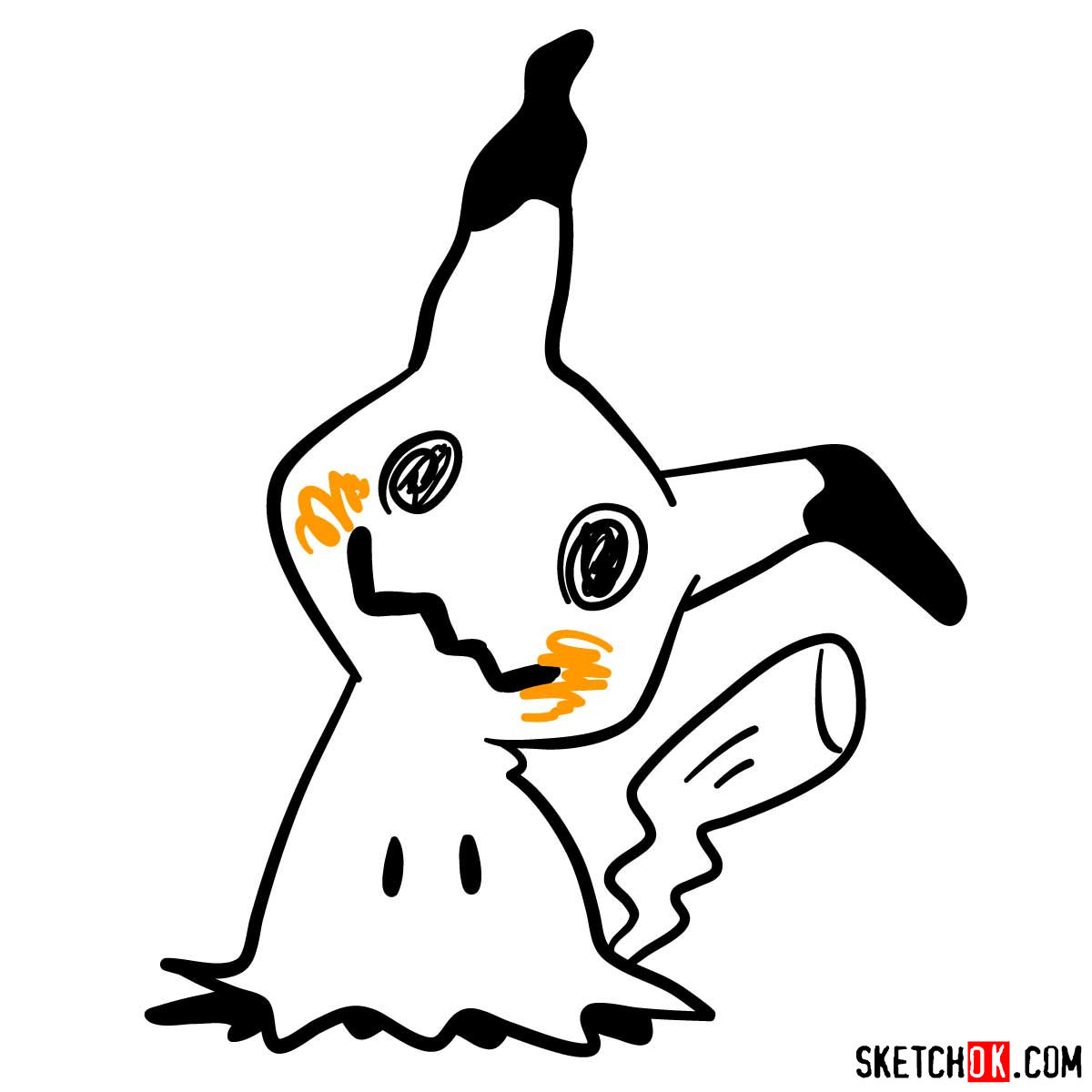 How to draw Mimikyu ghost pokemon (looks like Pikachu) - step 09