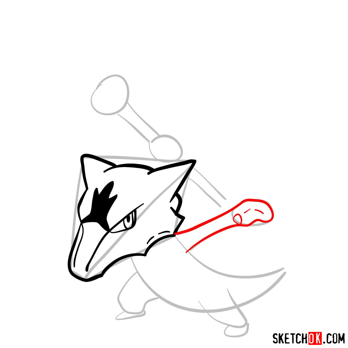 How to draw Marowak pokemon - step 06