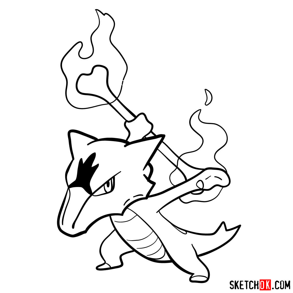 How to draw Marowak pokemon - step 12