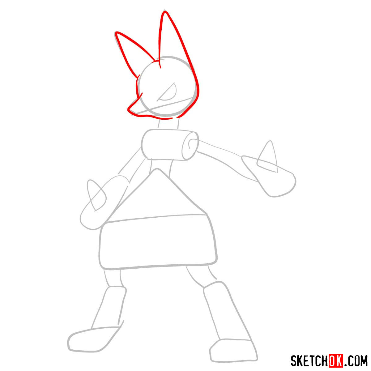 How to draw Lucario pokemon - step 03