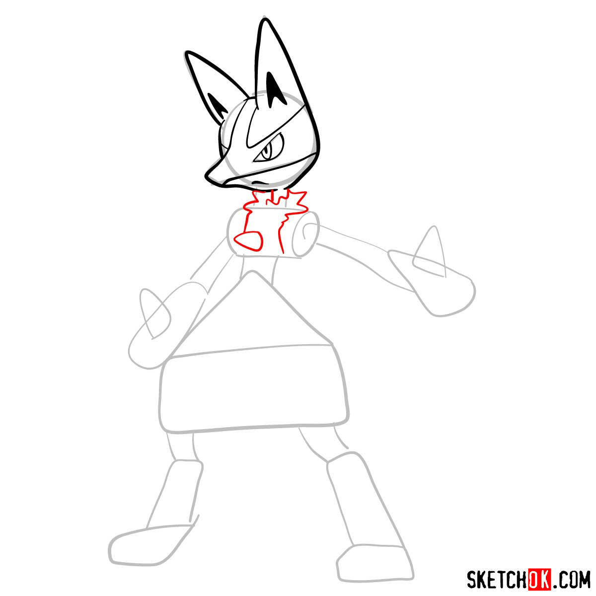 How to draw Lucario pokemon - step 06