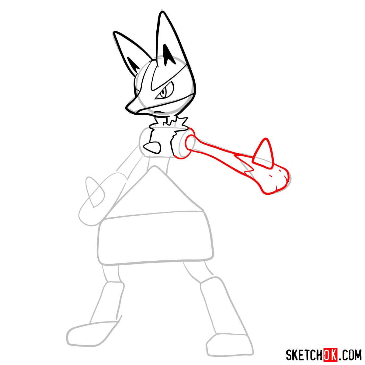 How to draw Lucario pokemon - step 07