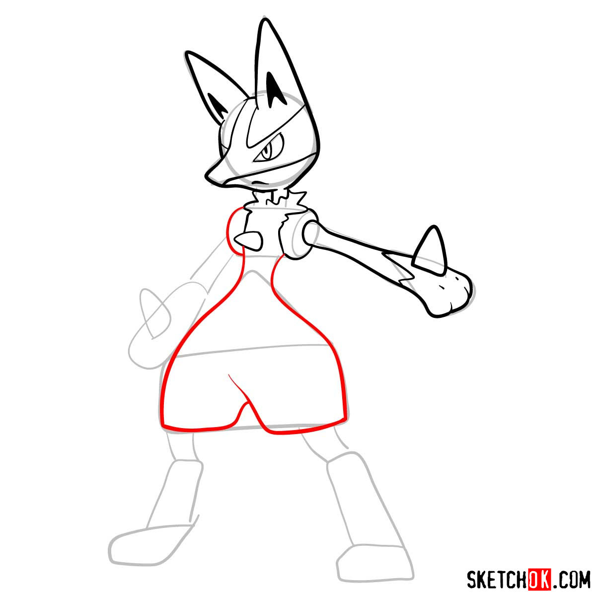 How to draw Lucario pokemon - step 08