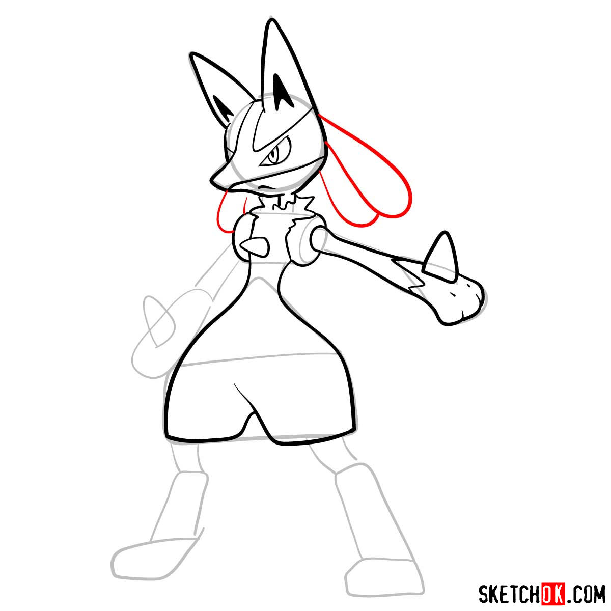 How to draw Lucario pokemon - step 09