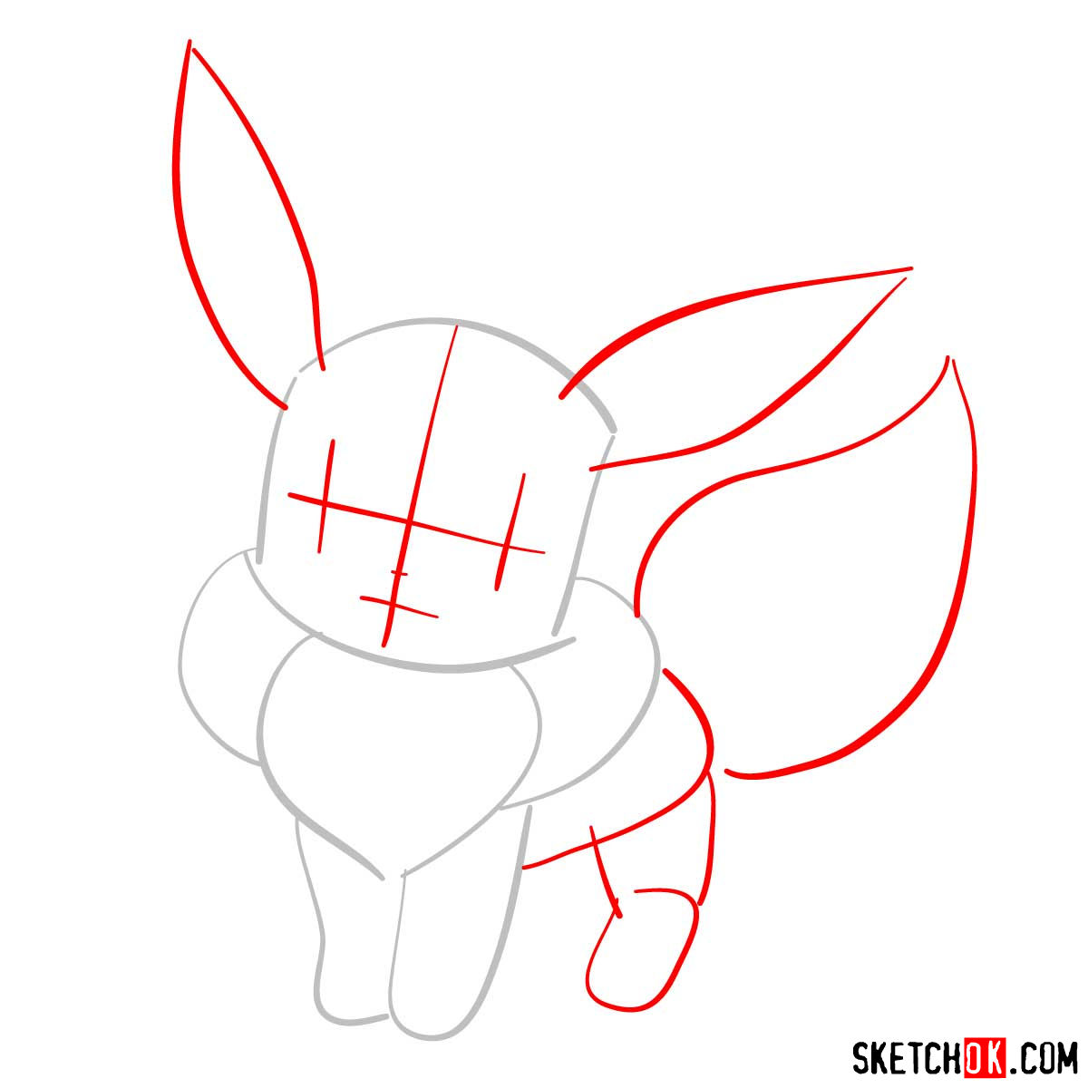 How to draw Eevee pokemon - step 02