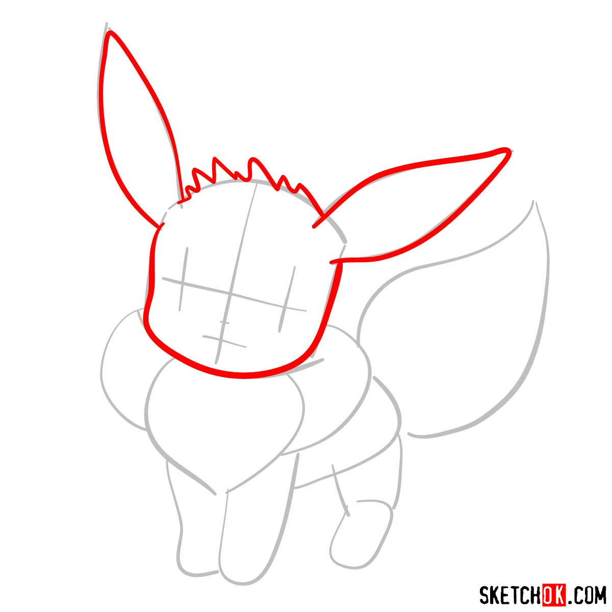 How to draw Eevee pokemon - step 03