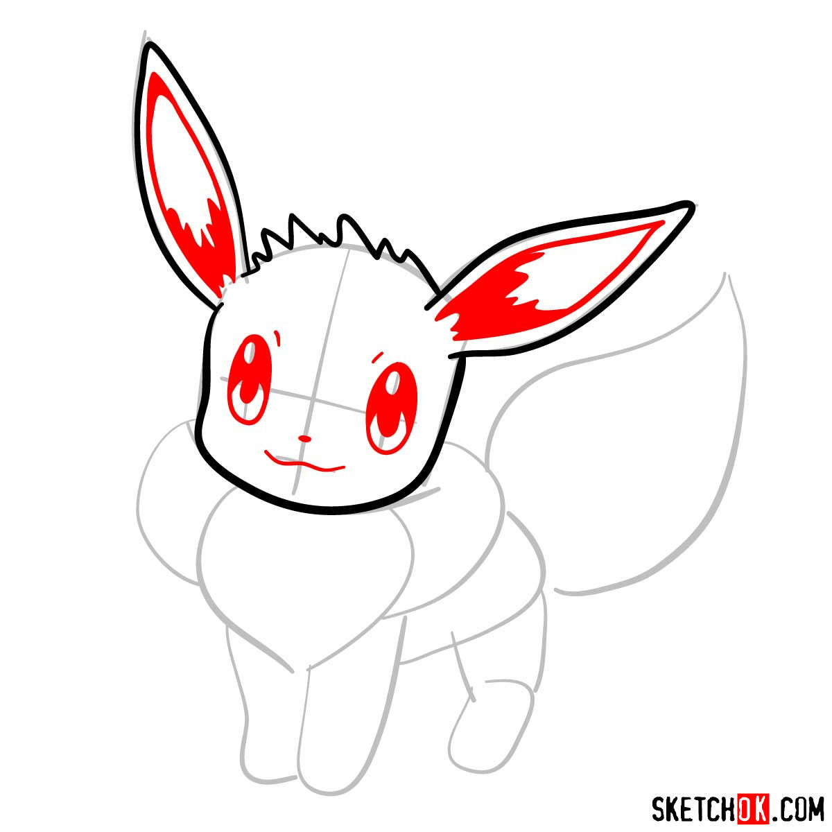 How to draw Eevee pokemon - step 04