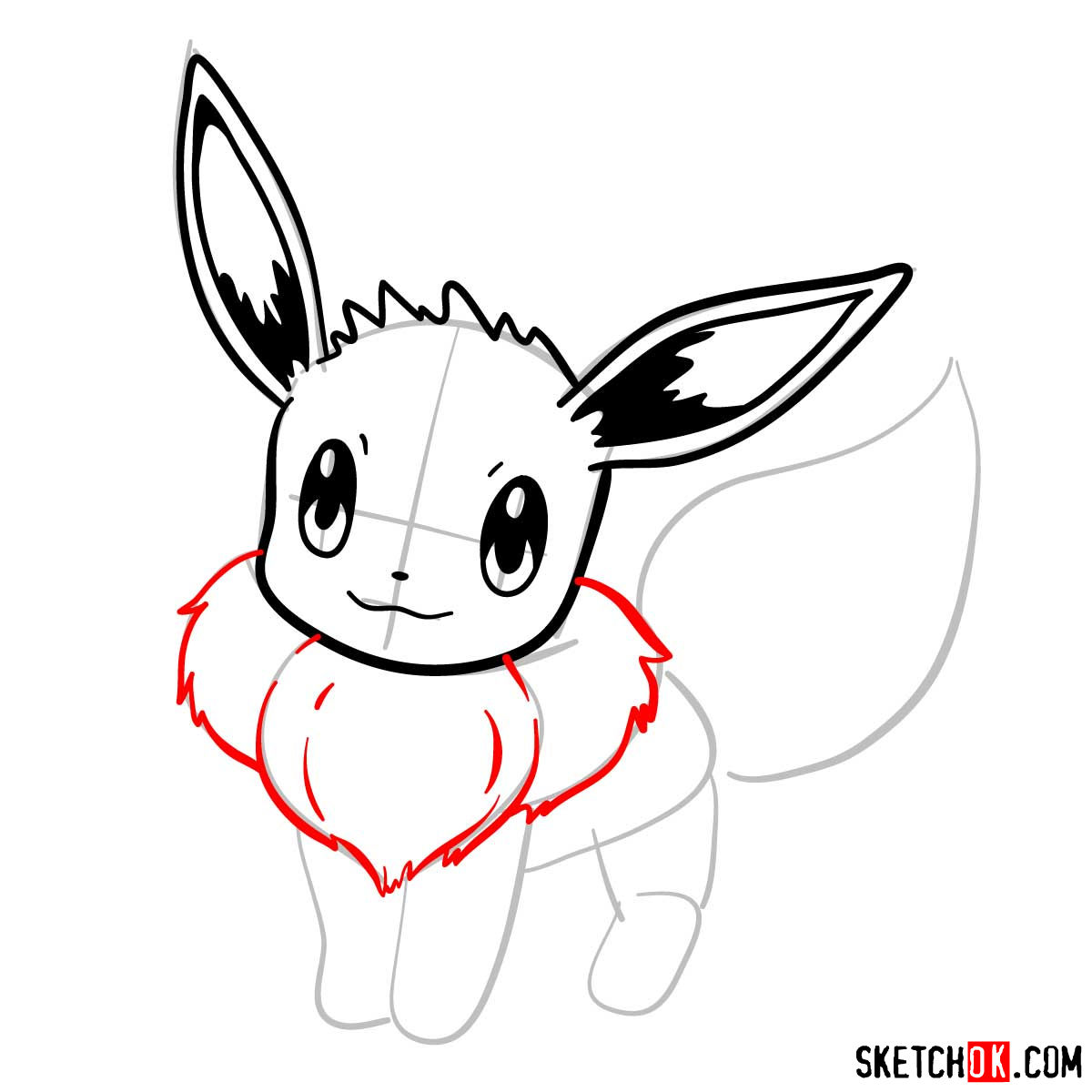 How to draw Eevee pokemon - step 05