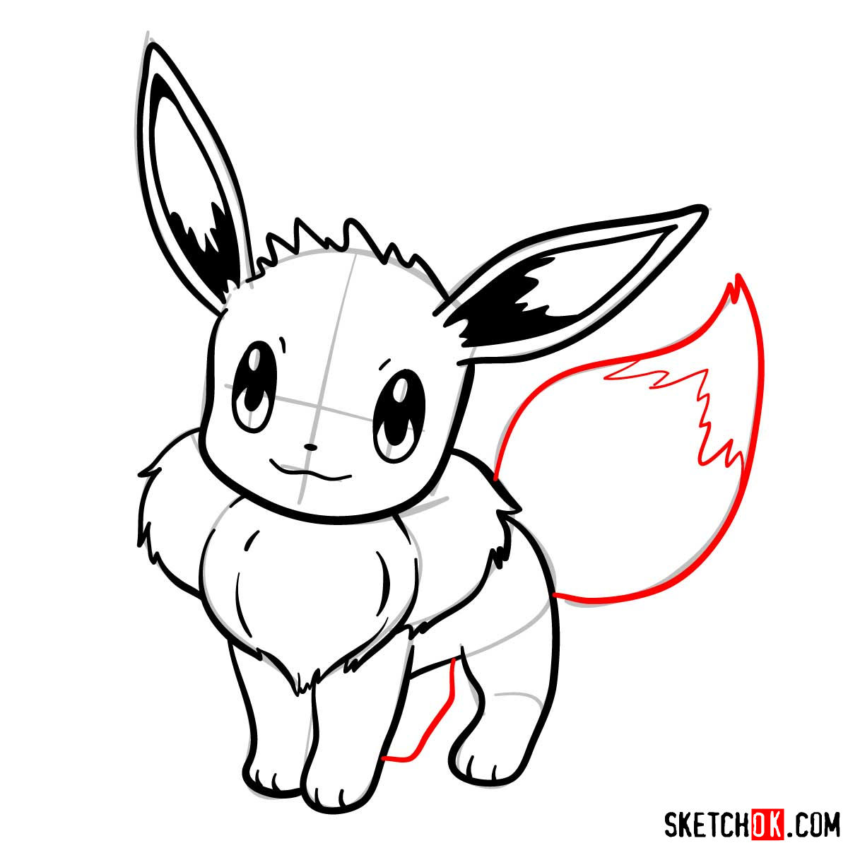 How to draw Eevee pokemon - step 07