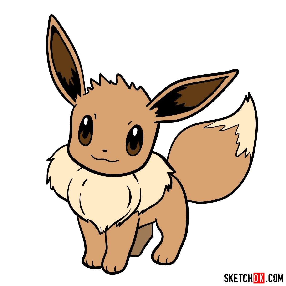 How to draw Eevee pokemon Sketchok easy drawing guides