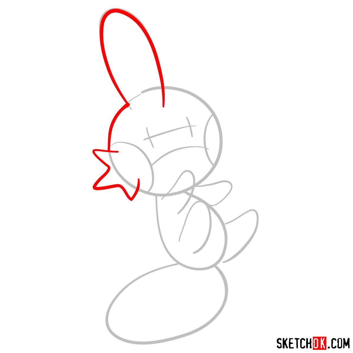 How to draw Mudkip pokemon - step 03
