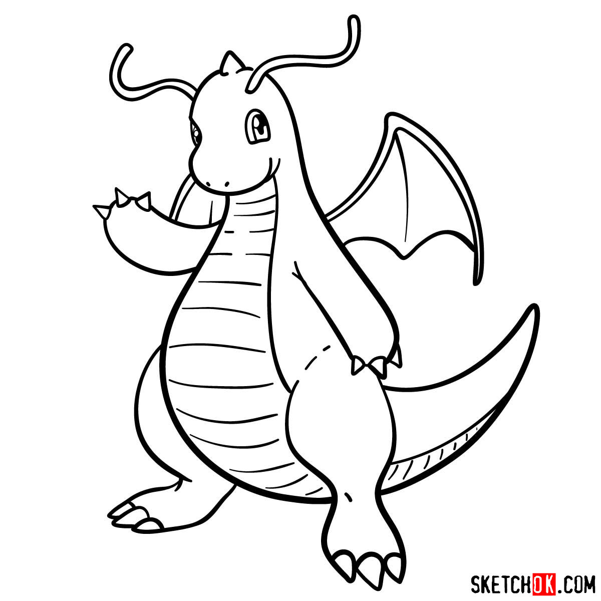 How to draw Dragonite Pokemon - step 12