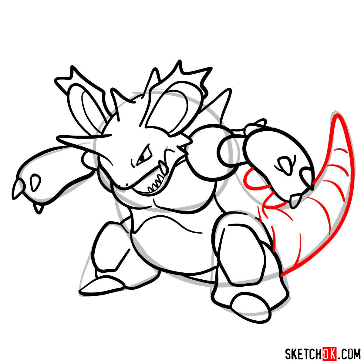 How to draw Nidoking Pokemon - step 13