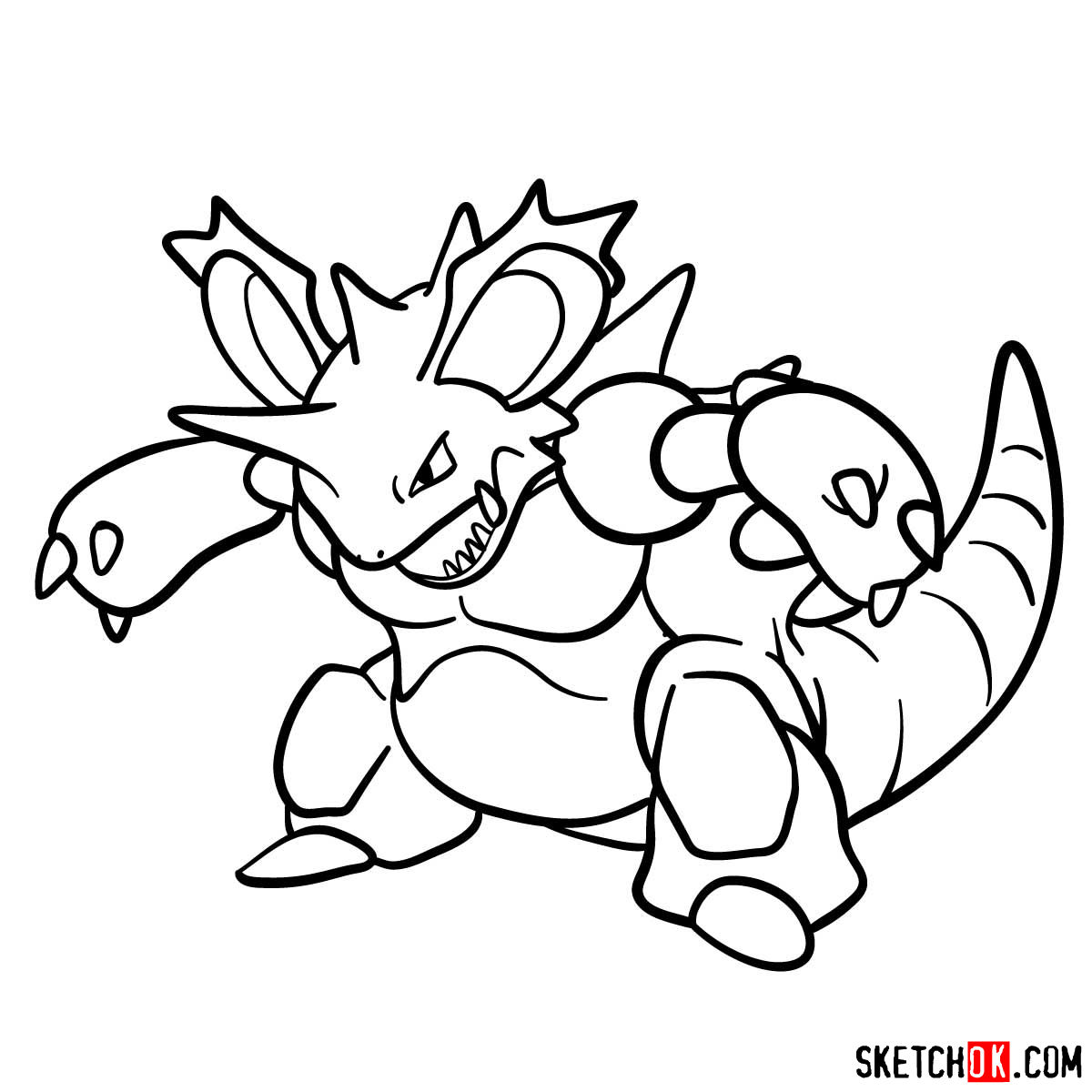 How to draw Nidoking Pokemon - step 14