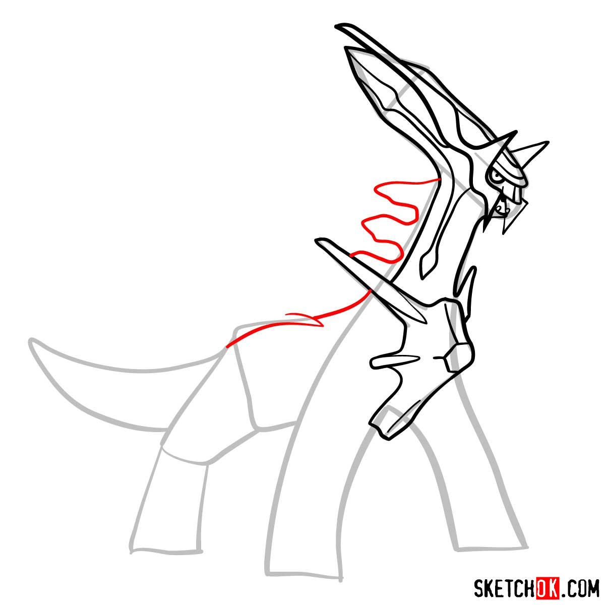 How to draw Dialga Pokemon - step 08