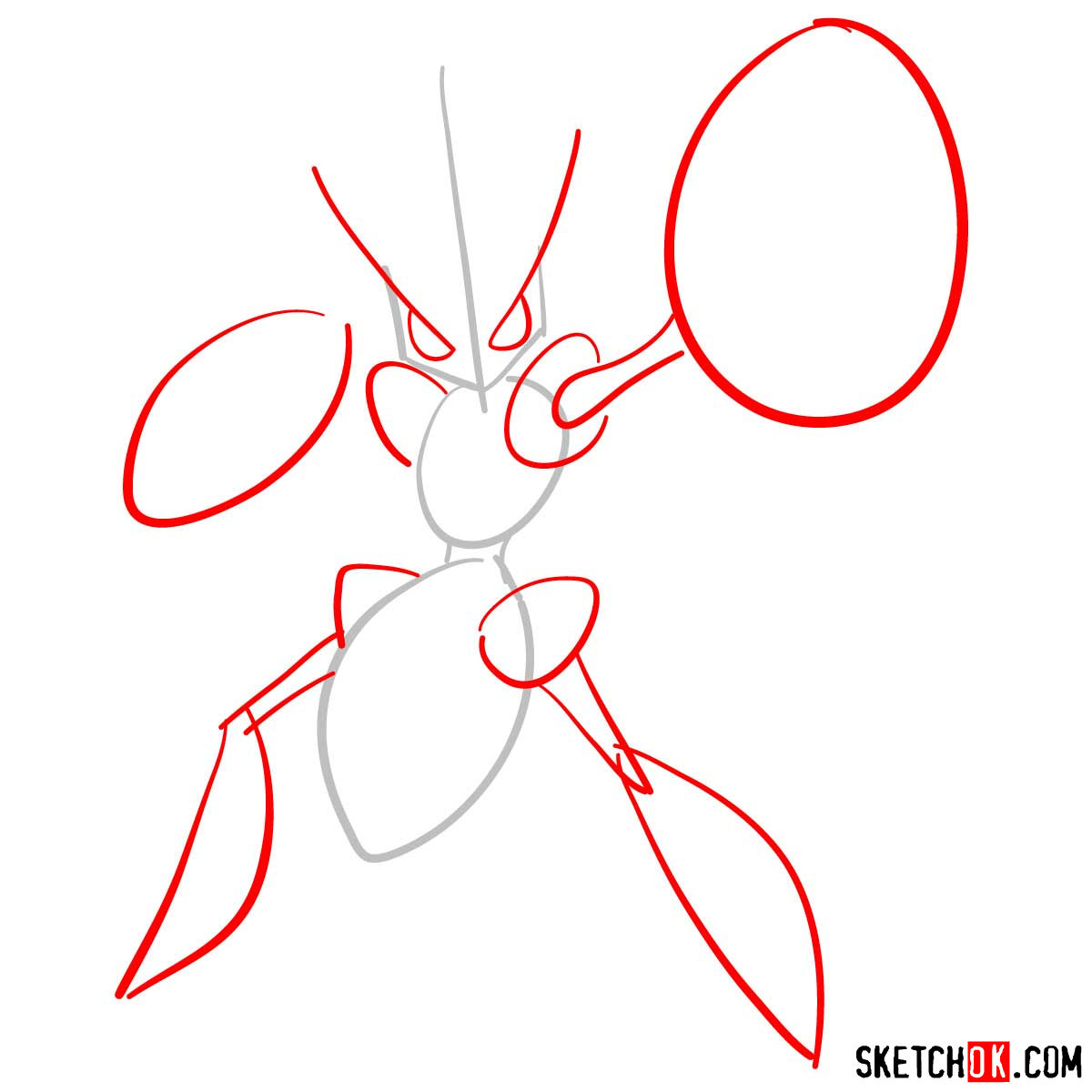 How to draw Scizor Pokemon - step 02