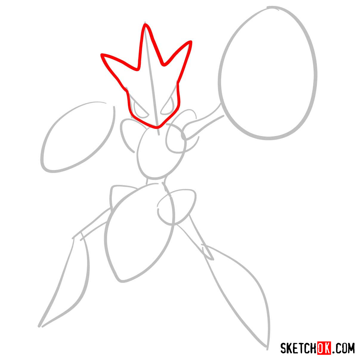 How to draw Scizor Pokemon - step 03