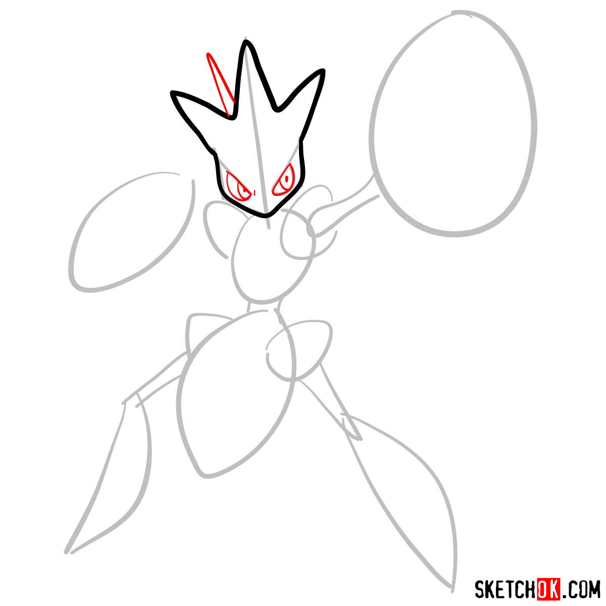 How to draw Scizor Pokemon - step 04