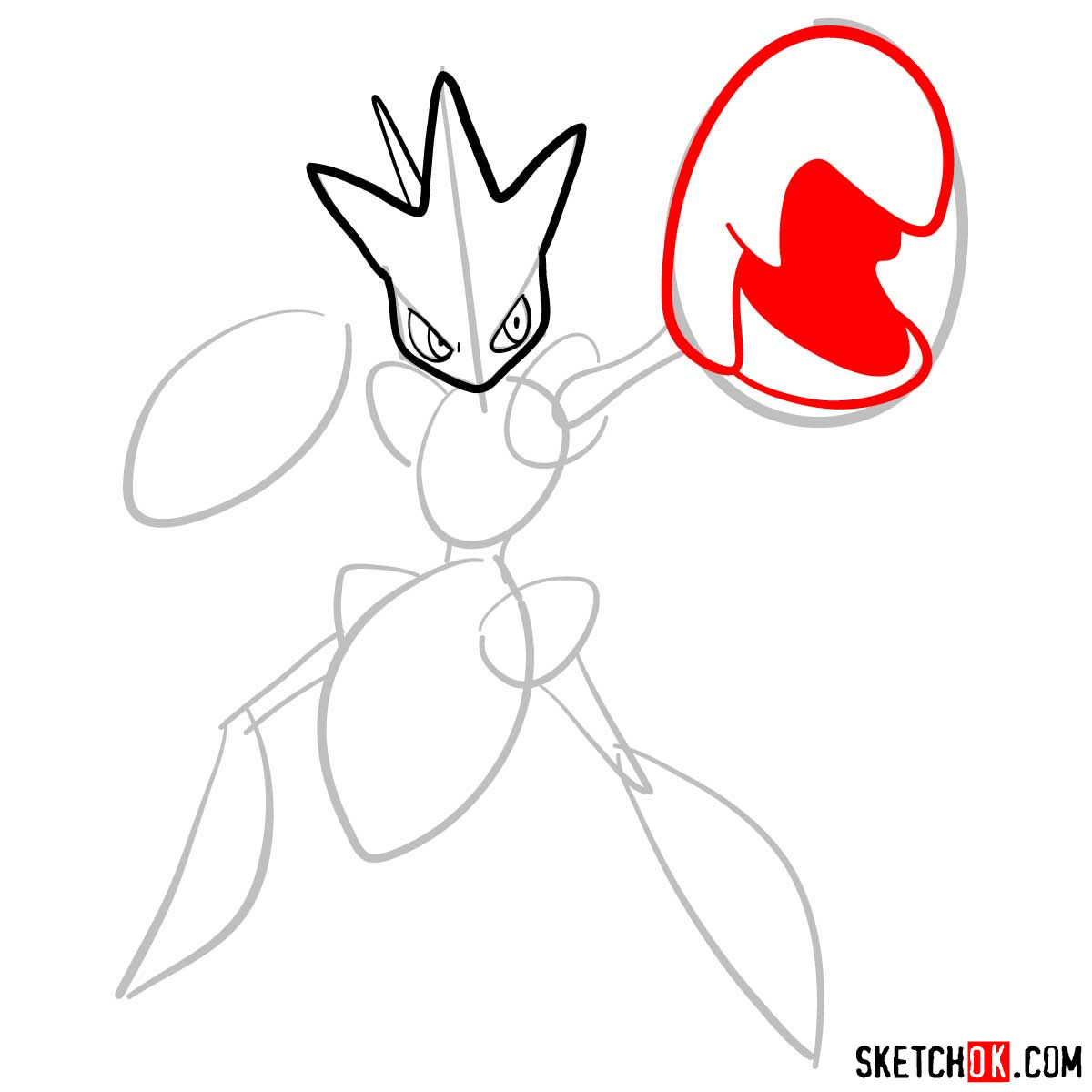 How to draw Scizor Pokemon - step 05