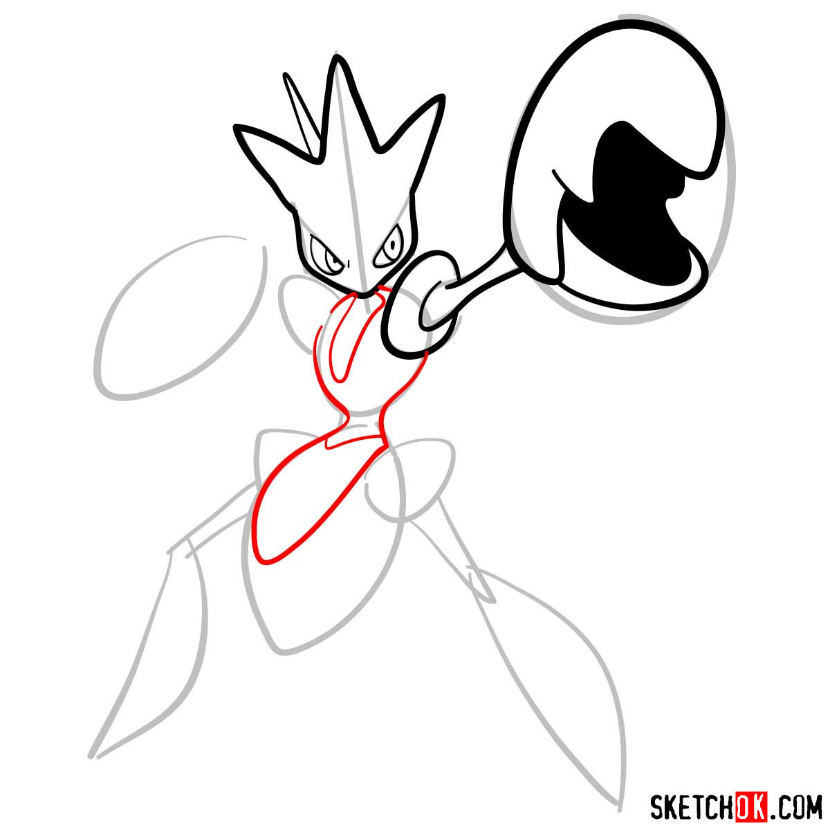 How to draw Scizor Pokemon - step 07