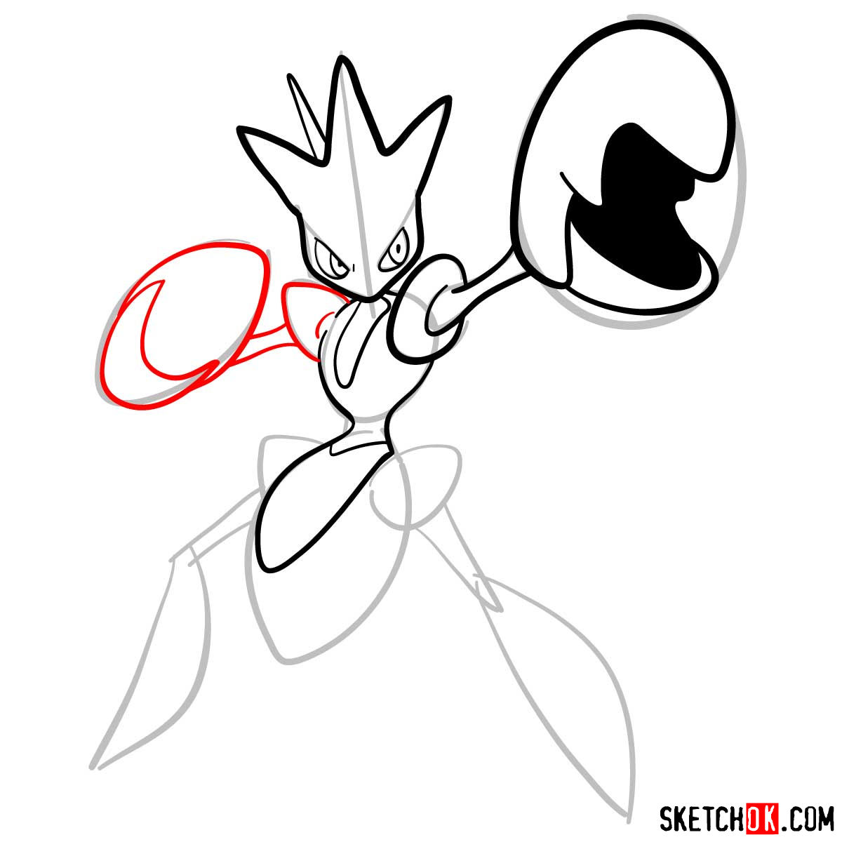 How to draw Scizor Pokemon - step 08