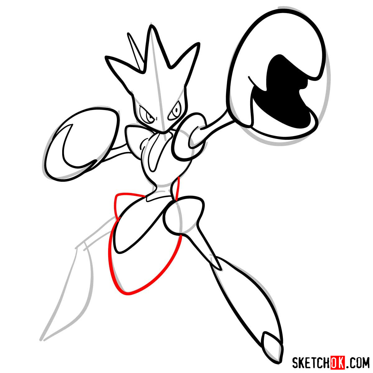 How to draw Scizor Pokemon - step 10