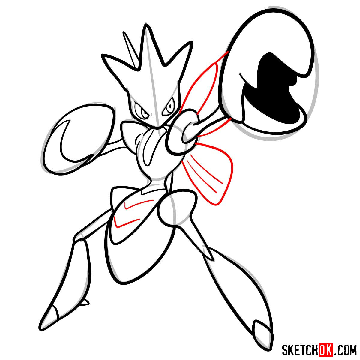How to draw Scizor Pokemon - step 12