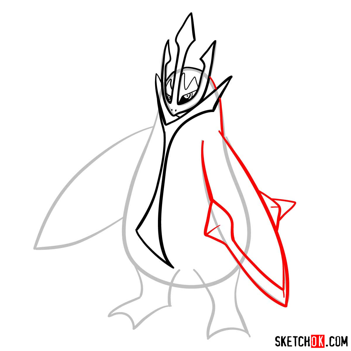 How to draw Empoleon Pokemon - step 06